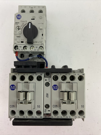 ALLEN BRADLEY REVERSING ECONOMY STARTER (140M-C2E-B16 + 100-C09E*10 COIL 24VDC)