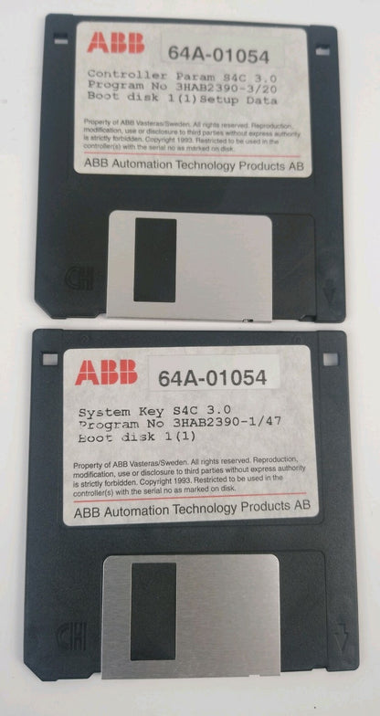 ABB 3HAB2390-1/47 SETUP NETWORK 3HAB2392-2/00 SYSTEM KEY 3HAB2390-3/20 (3 DISK)