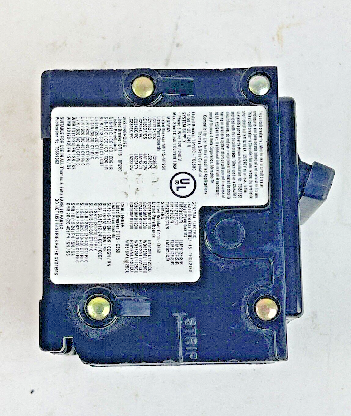 T&B / THOMAS & BETTS - TB215C - 2 POLE, 15 A, 120/240 VAC - CIRCUIT BREAKER
