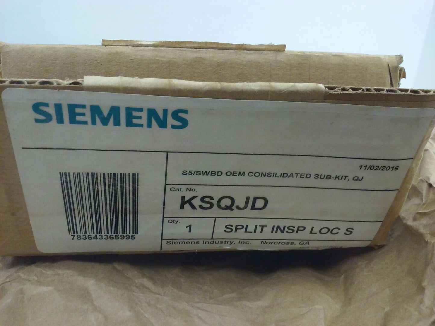 SIEMENS KSQJD S5/SWBD OEM CONSILIDATED SUB KIT QJ SPLIT INSP LOC D