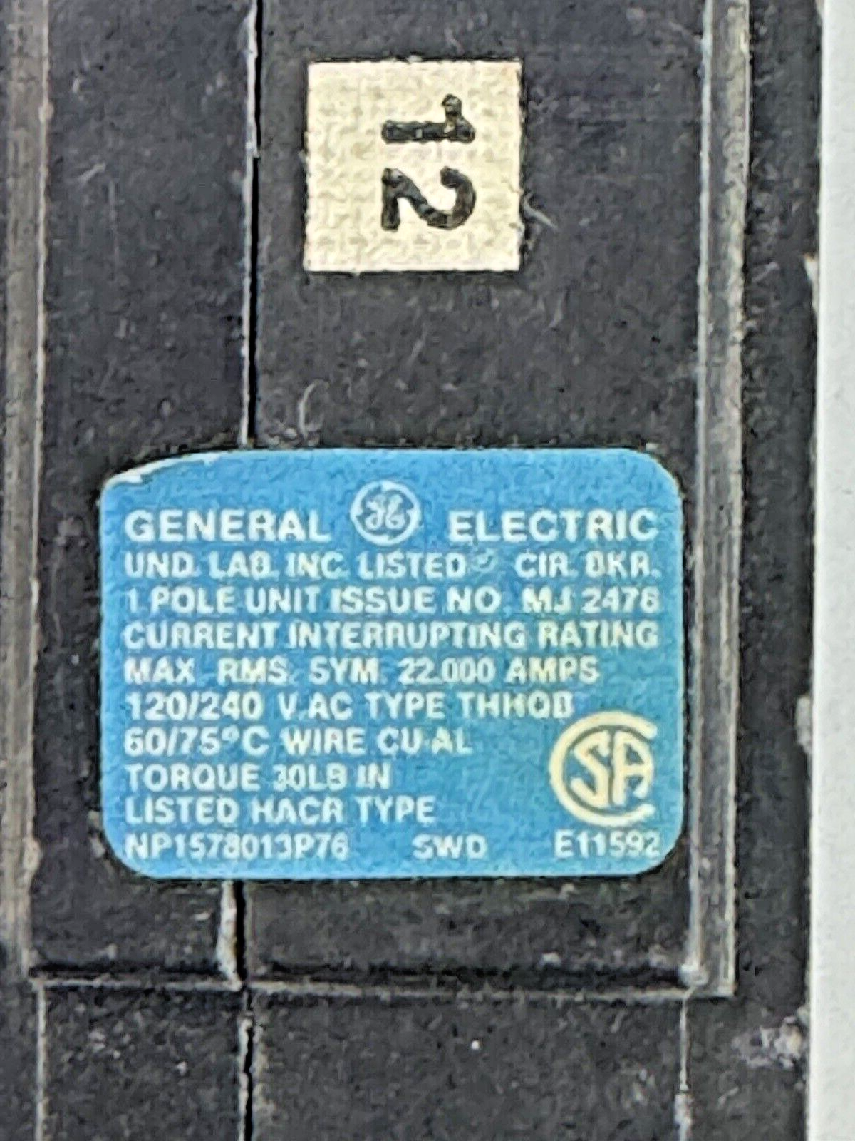 GE **LOT OF 3** THHQB1115 - CIRCUIT BREAKER - 1 POLE, 15 A, 240 VAC