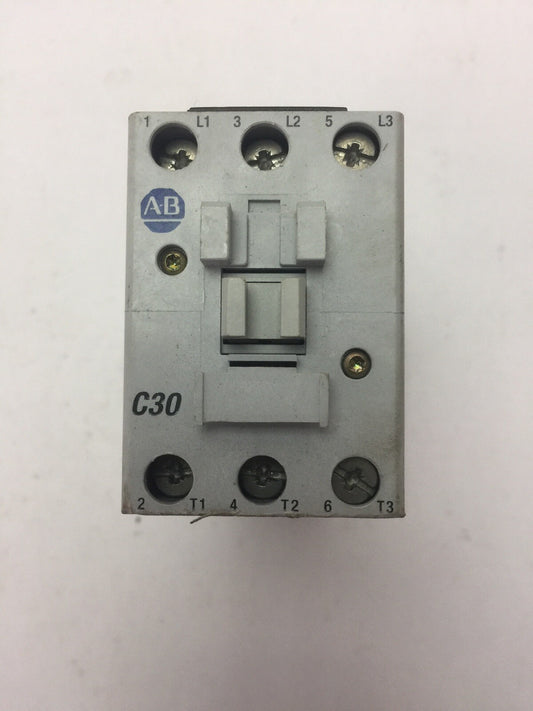 ALLEN BRADLEY 100-C30Z*00 SER B CONTACTOR 600VAC 45AMP 3PH 25 HP COIL 24VDC