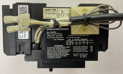 FUJI EA53AC FA AUTO BREAKER 50A 3POLE WITH SHUNT TRIP 200-240VAC