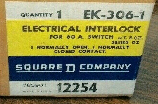 SQUARE D EK-306-1 / ELECTRICAL INTERLOCK FOR 60A SWITCHES / NEW SURPLUS