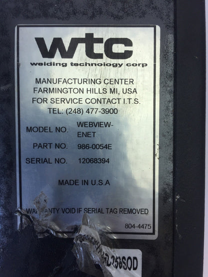 WELDING TECHNOLOGY WEBVIEW-ENET 986-0054E WELD CONTROL ETHERNET TERMINAL USIP