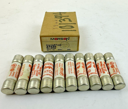 FERRAZ SHAWMUT MERSEN ATQ20 ATQ-20 20A 500V TIME-DELAY MIDGET FUSE LOT OF 10