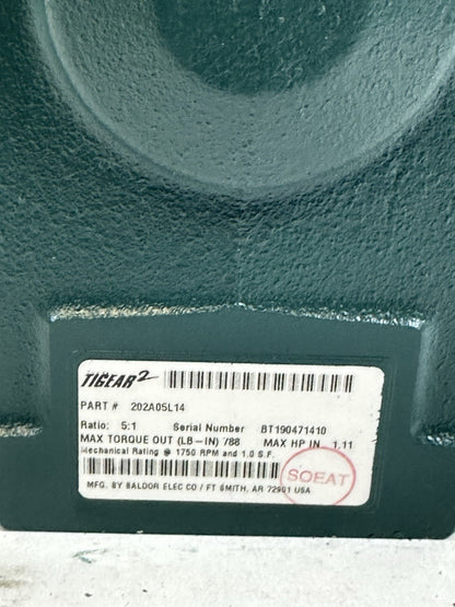 DODGE 202A05L14 TIGEAR-2 GEAR REDUCER 5:1 RATIO