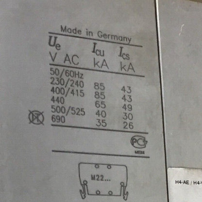 MOELLER NZM4 H4-AE / H4-VE CIRCUIT BREAKER 1200A W/ AE 800-NA 800A TRIP