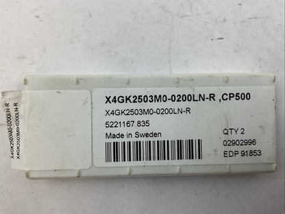 SECO X4GK2503M0-0200LN-R CP500 CARBIDE INSERT (BOX OF 2)