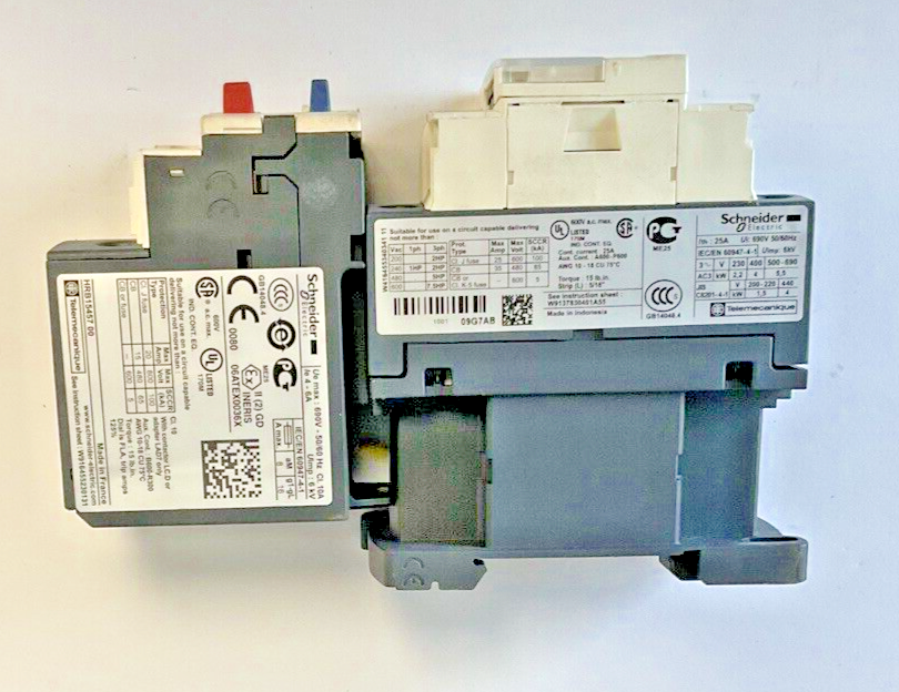 SCHNEIDER ELECTRIC LC1 D09 W/ LRD 10 CONTACTOR OVERLOAD RELAY 25A 690V 50/60HZ