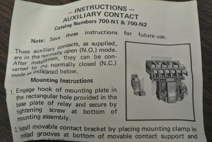 ALLEN-BRADLEY 700-N2 AUXILIARY CONTACT, RIGHT HAND / NEW SURPLUS
