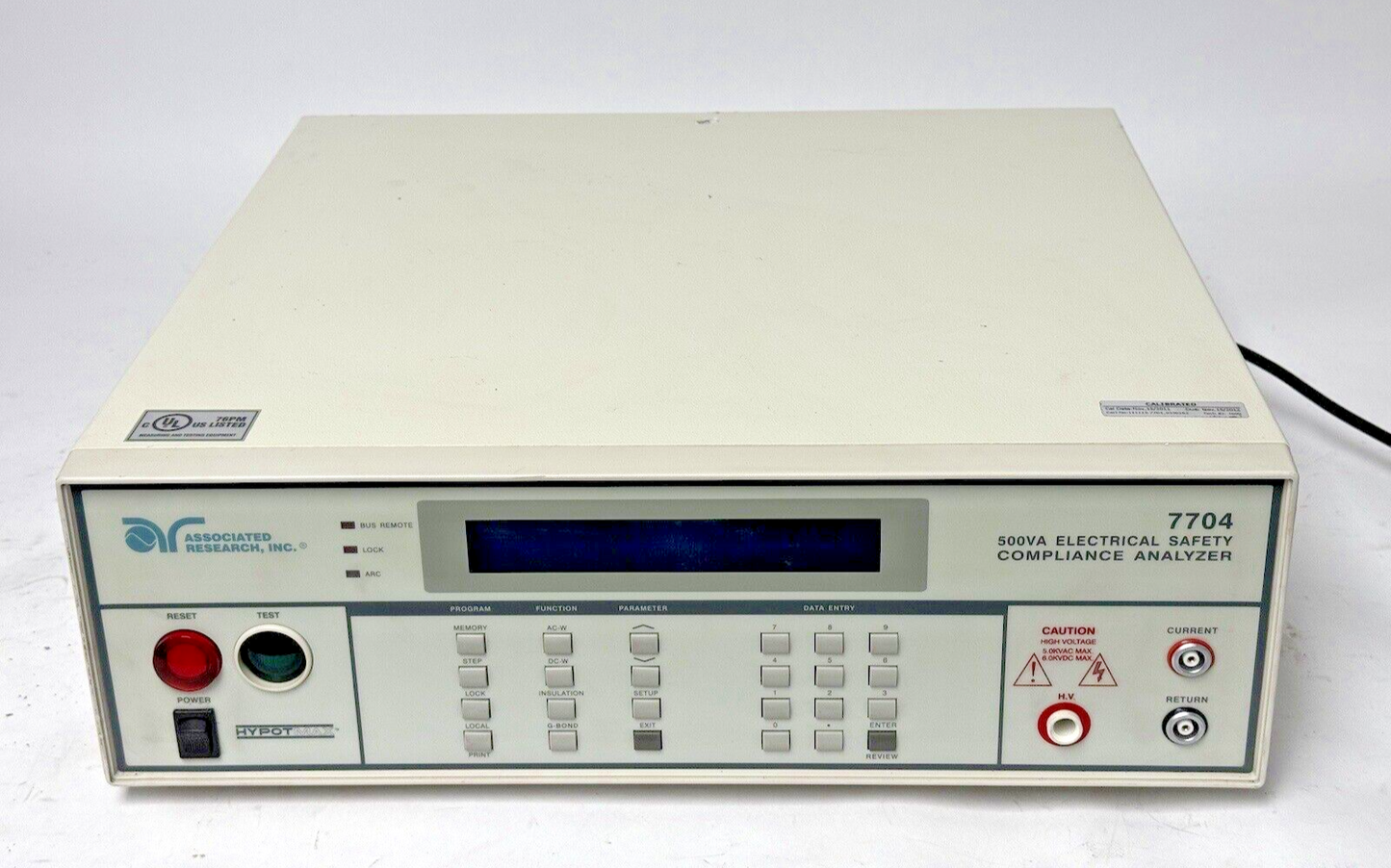 ASSOCIATED RESEARCH INC. - 7704 - HYPOT MAX-500VA ELEC. SFTY COMPLIANCE ANALYZER