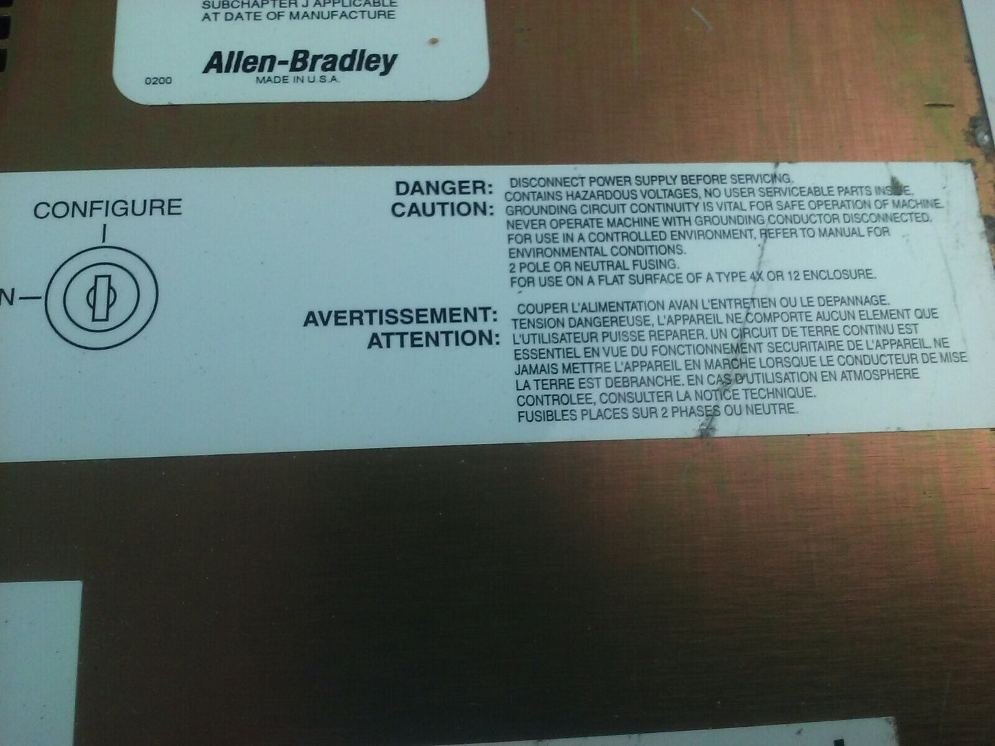 ALLEN BRADLEY 2711E-T10C6 SER. D REV. A  PANELVIEW 1000E TERMINAL FRN 5.14