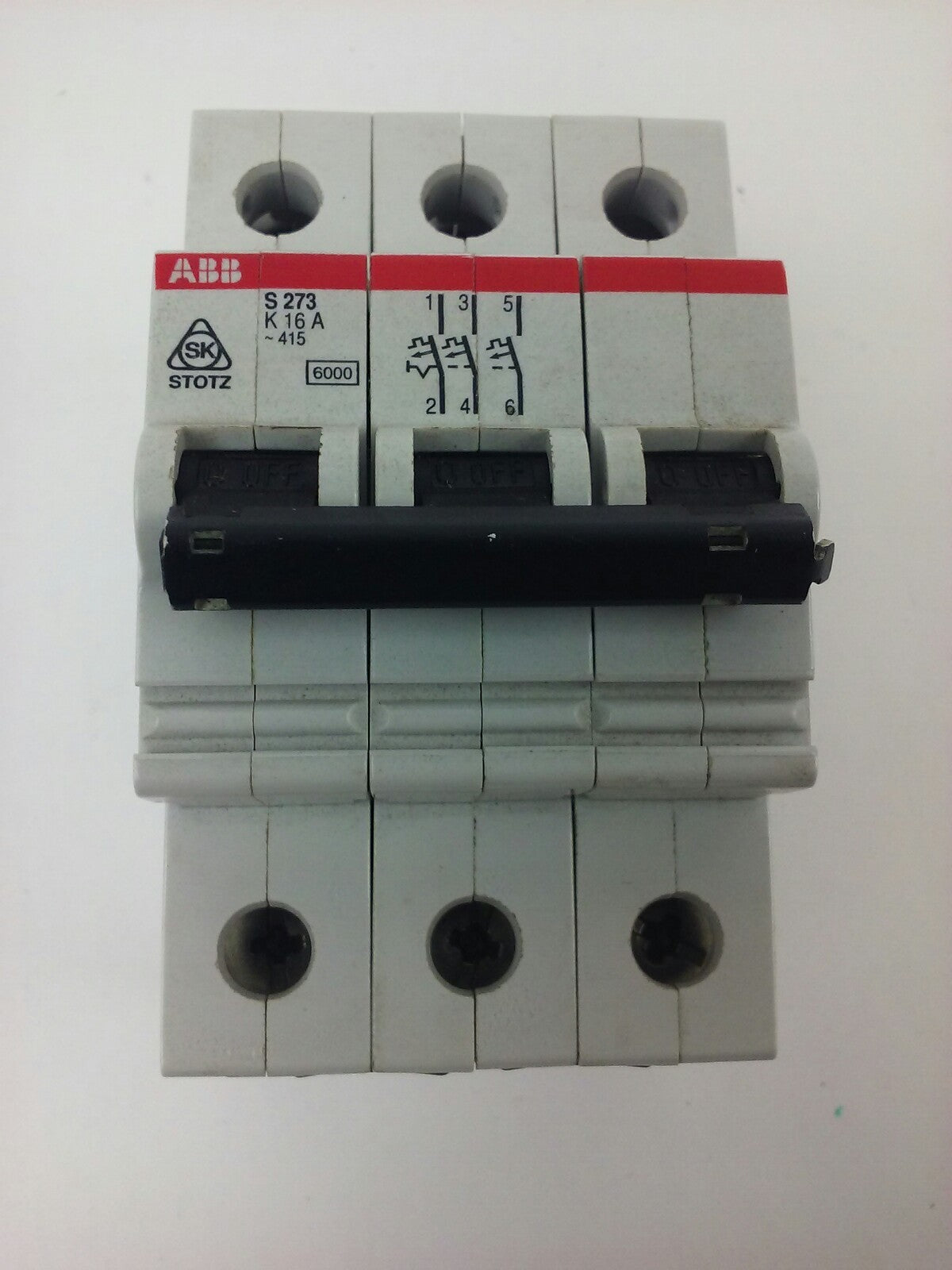 ABB S273, CIRCUIT BREAKER, K 16A, 3POLE, 277/480VAC, MAX 440, 10KA, VDE0660, NEW