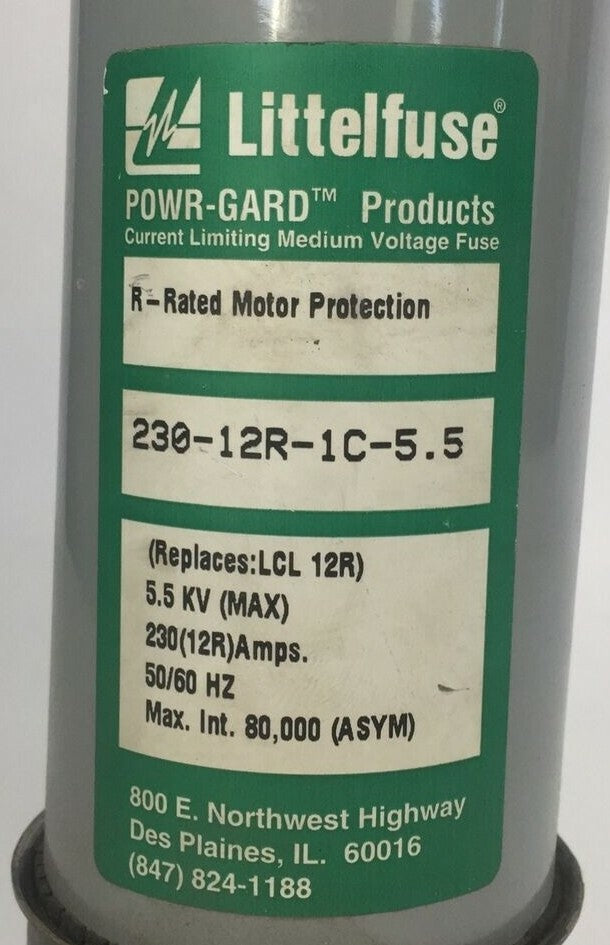 LITTELFUSE 230-12R-1C-5.5 R-RATED MOTOR PROTECTION 5.5KV 230(12R)AMPS POWR-GARD