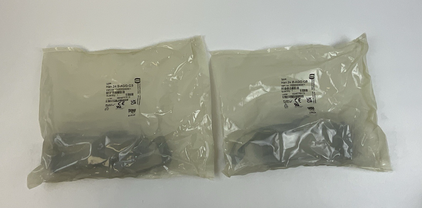 HARTING HAN 24B-AGG-QB, HINGED HOUSING CONNECTOR, 09300240301 LOT OF 2