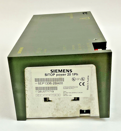 SIEMENS 6EP1 336-2BA00 POWER SUPPLY 120/230V 50/60HZ 20A 24VDC