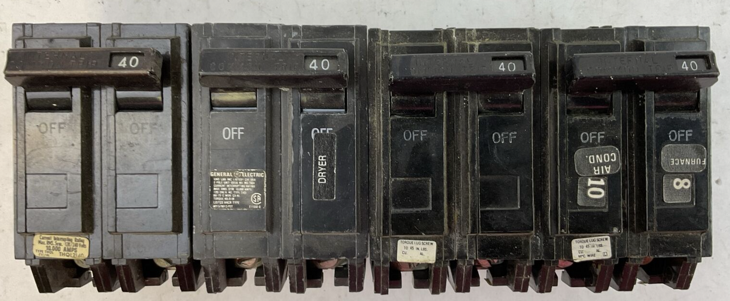 GE THQL2140 40AMP 120/240VAC 2POLE CIRCUIT BREAKER (LOT OF 4)