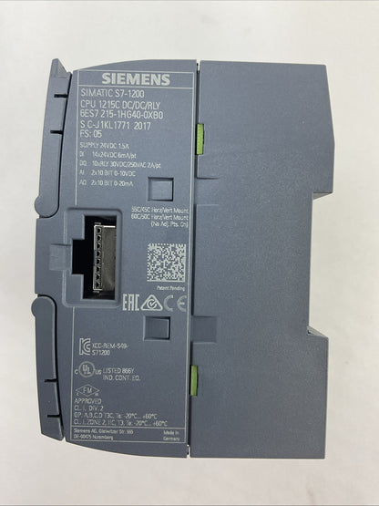 SIEMENS 1P 6ES7 215-1HG40-0XB0 SIMATIC S7-1200 CPU 1215C DC/DC/RKLY