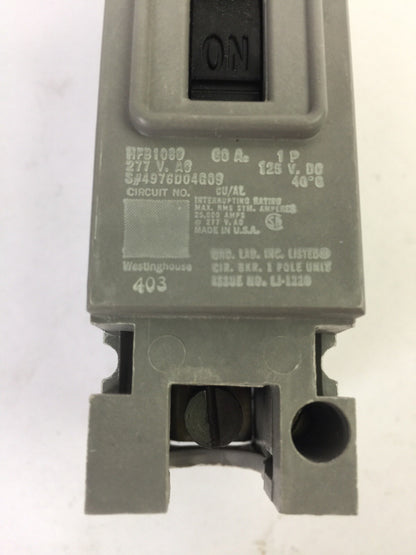 WESTINGHOUSE HFB1060 CIRCUIT BREAKER 60AMP 1POLE 277VAC 4976D04G09