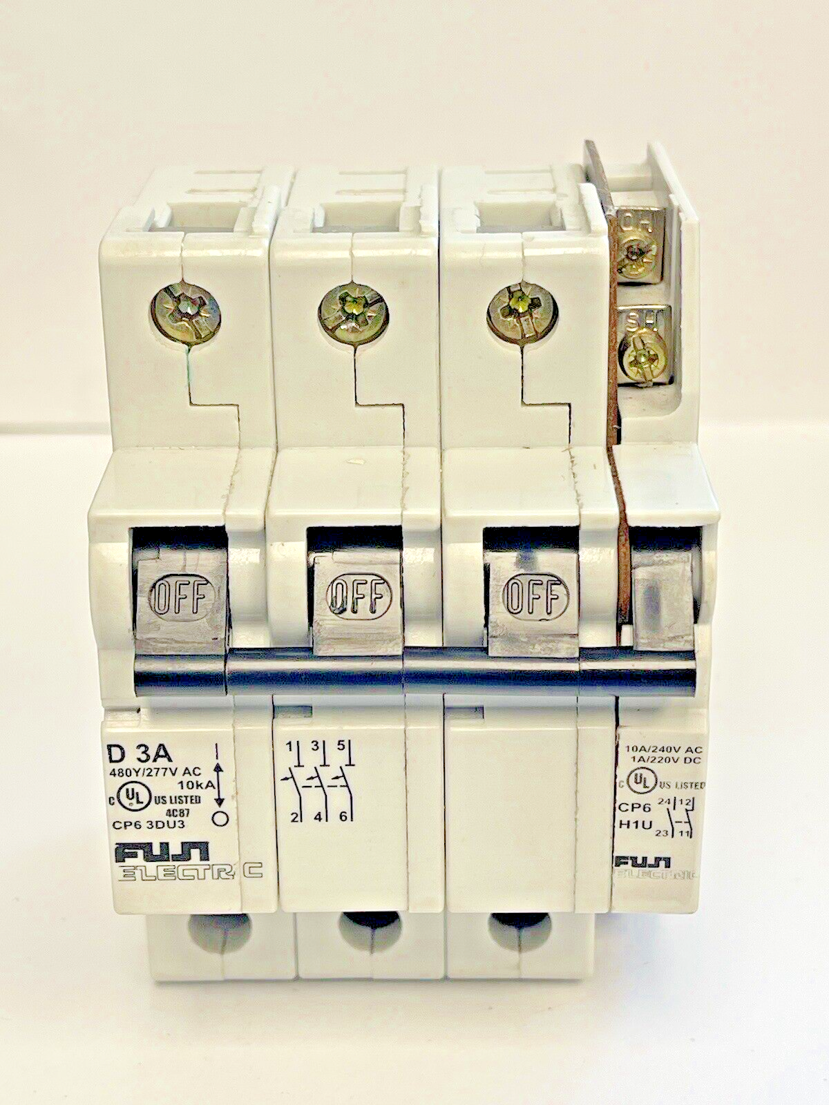 FUJI - CP6 3DU3 -3A MANUAL MOTOR CONTROLLER - 480/277 VAC & CP6 H1U AUX CONTACT