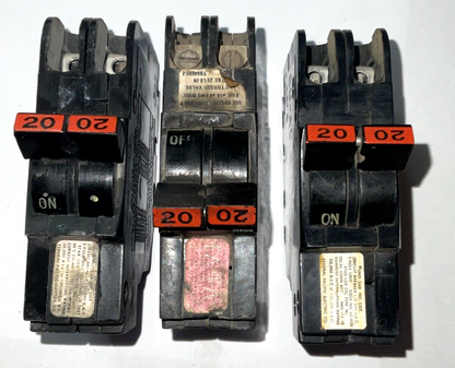 FEDERAL PACIFIC NC220 CIRCUIT BREAKER 20A 120/240VAC  2POLE TYPE NC ***LOTOF3***