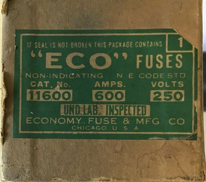 ECONOMY FUSE 11600 NON-INDICATING FUSE 600A 250V "ECO"