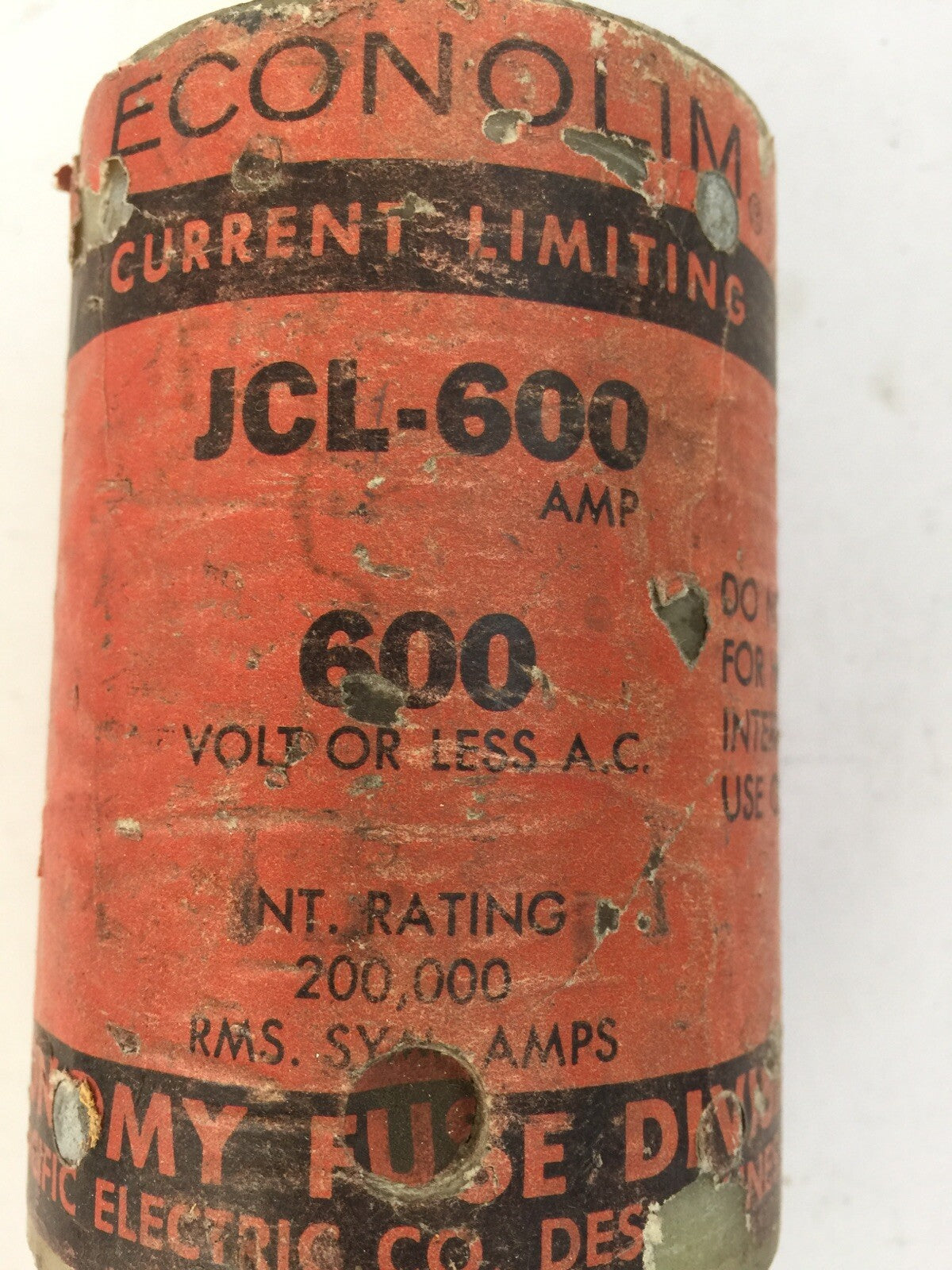 FEDERAL PACIFIC ELECTRIC JCL-600 ECONOLIM CURRENT LIMITING FUS 600AMP 600VAC