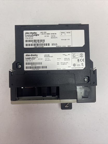 ALLEN BRADLEY 1756-L55 SER A F/W REV 1.4 LOGIX PROCESSOR UNIT 1756-M13 SER A