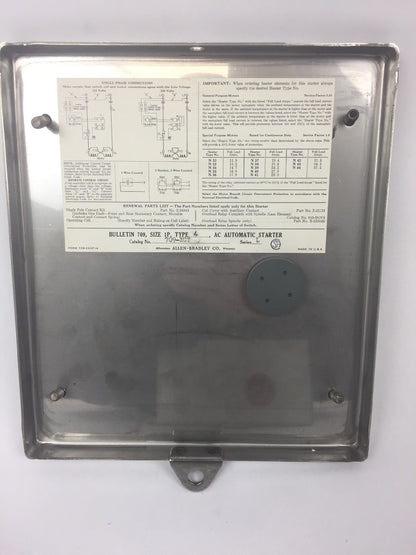 ALLEN BRADLEY 709-XCT ACROSS THE LINE AC STARTER SIZE 1P NEMA 4 120/240 V 60 HZ