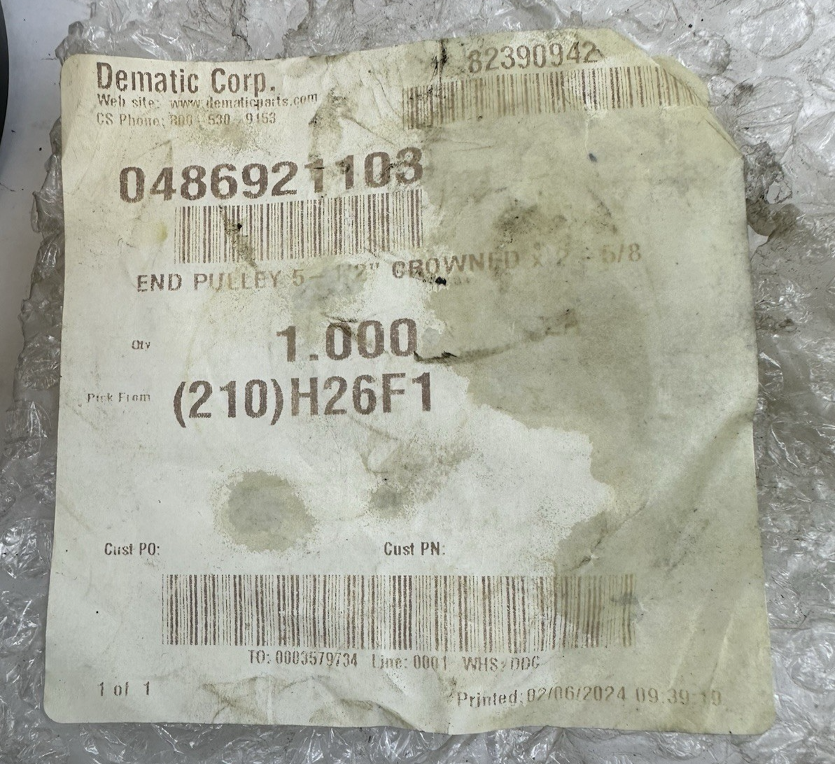 DEMATIC 0486921103 END PULLEY 5-1/2" CROWNED FACE X 2-5/8