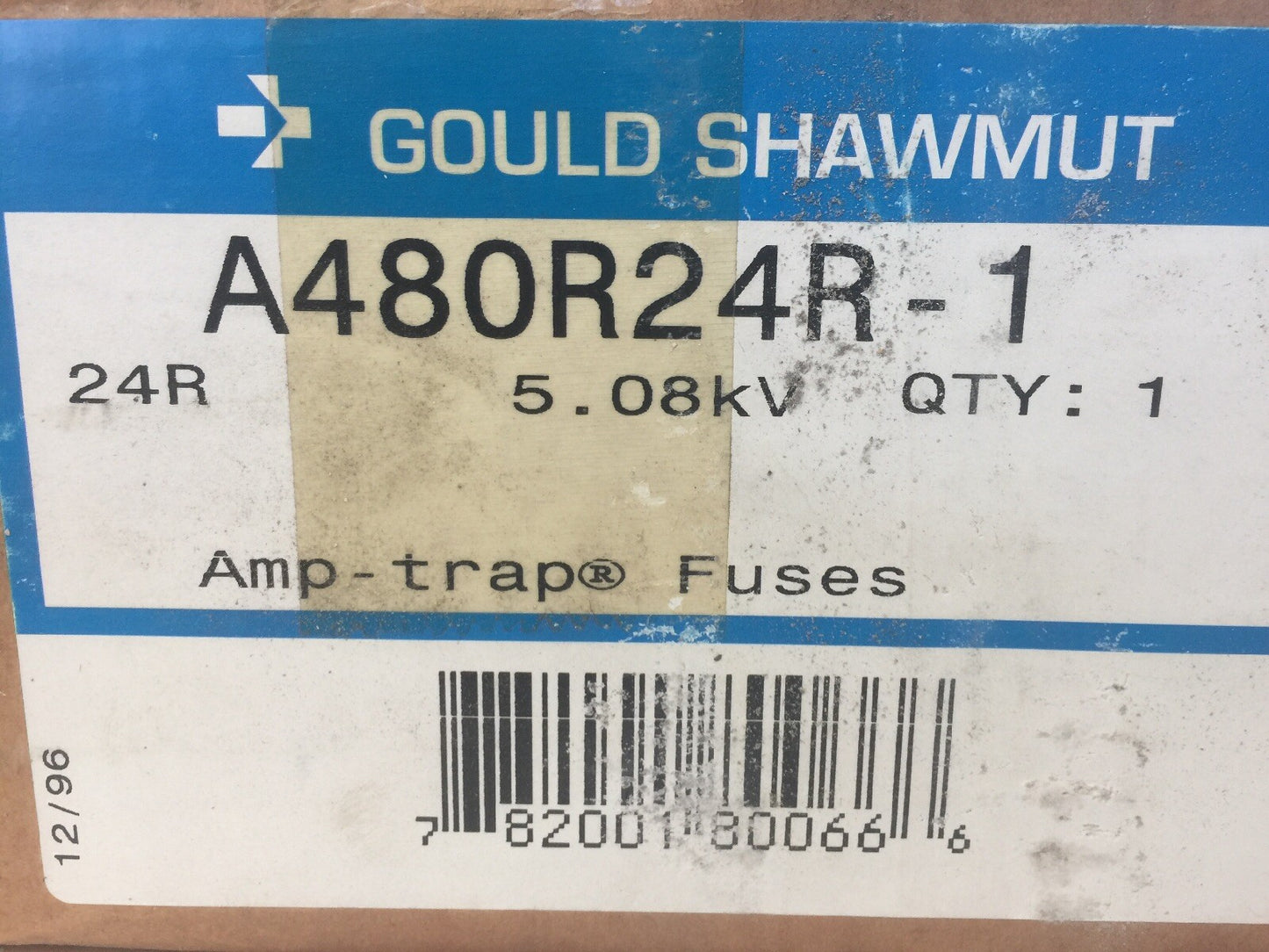 GOULD SHAWMUT A480R24R-1 CURRENT LIMITING FUSE 2400/4800V DESIGNATION: 24R