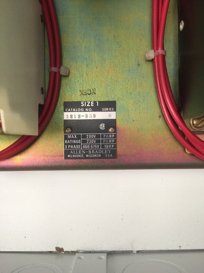 ALLEN BRADLEY 1212-BAB DUPLEX PUMP CONTROL 575V 10HP 3PH COIL 480V 60HZ