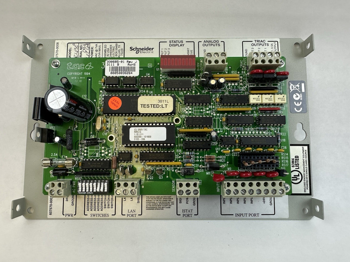 TAC SCHNEIDER ELECTRIC CSI SYSTEM MR632C MICRO REGULATOR CONTROL BOARD 330685-01