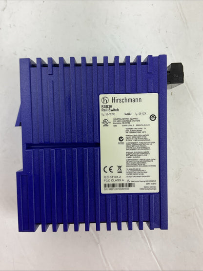 HIRSCHMANN RSB20-0800T1T1SAABHH05.3.00 ETHERNET RAIL SWITCH 9.6-32VDC