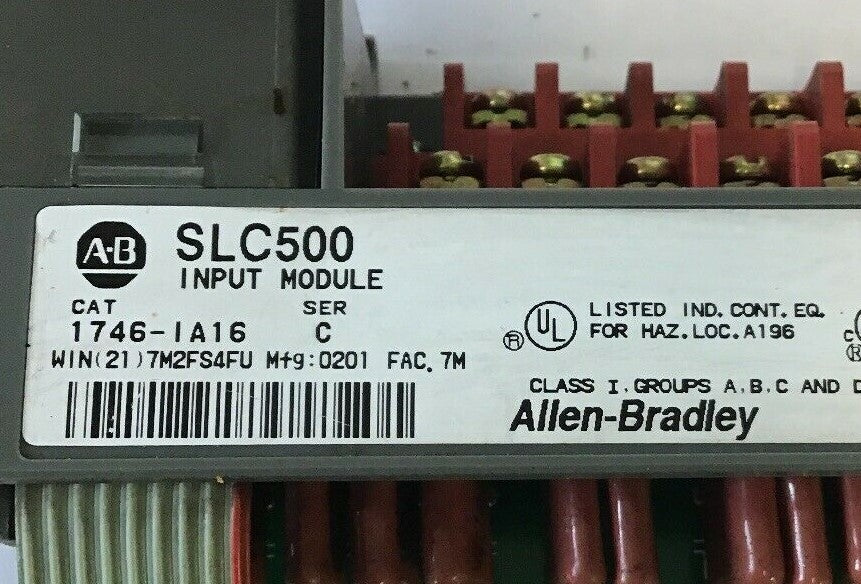 ALLEN BRADLEY SLC500 1746-IA16 INPUT MODULE SER.C 50/60HZ***LOTOF2***