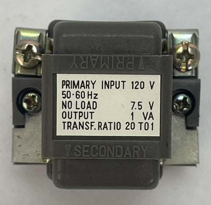 RUNDEL / IDEC T1 TRANSFORMER POWER SUPPLY INPUT 120V 60HZ NO LOAD 7.5V OUTPUT