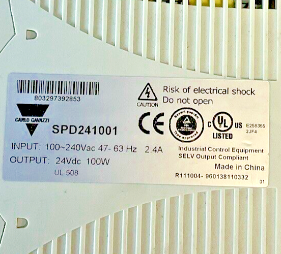CARLO GAVAZZI SPD241001 POWER SUPPLY 47-63HZ 2.4A 240VAC 100W 24VDC