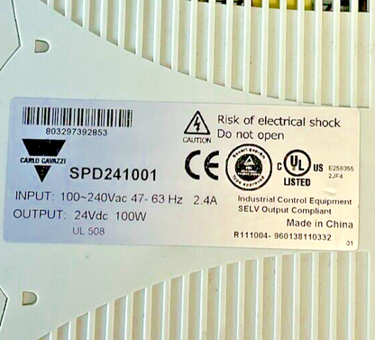 CARLO GAVAZZI SPD241001 POWER SUPPLY 47-63HZ 2.4A 240VAC 100W 24VDC