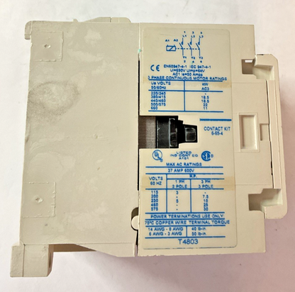 CUTLER HAMMER CE15GNS3AB CONTACTOR SIZE G 3POLE 460V 37A 50/60HZ