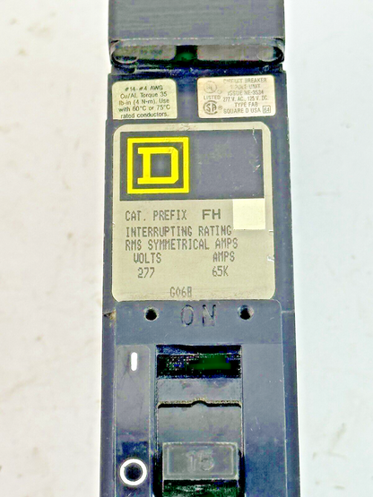 SQUARE D - FHB16015C - I-LINE MOLDED CASE CIRCUIT BREAKER - 1 POLE/ 15 A/ 277VAC