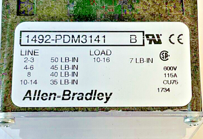 ALLEN BRADLEY 1492-PDM3141 TERMINAL BLOCK SER.B 600V 115A