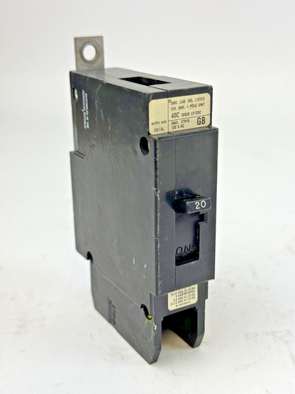 WESTINGHOUSE - GB1020 - BOLT-ON CIRCUIT BREAKER - 1 POLE/120VAC/20A - NEW