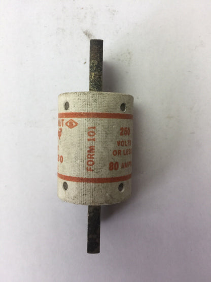 SHAWMUT AMPTRAP A25X80 FUSE 80 AMP 250VAC TYPE 4 FORM 101