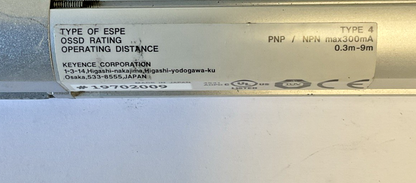 KEYENCE SL-C12H-T / SL-C12H-R LIGHT CURTAIN TRANSMITTER W/RECIEVER 24VDC 15MS