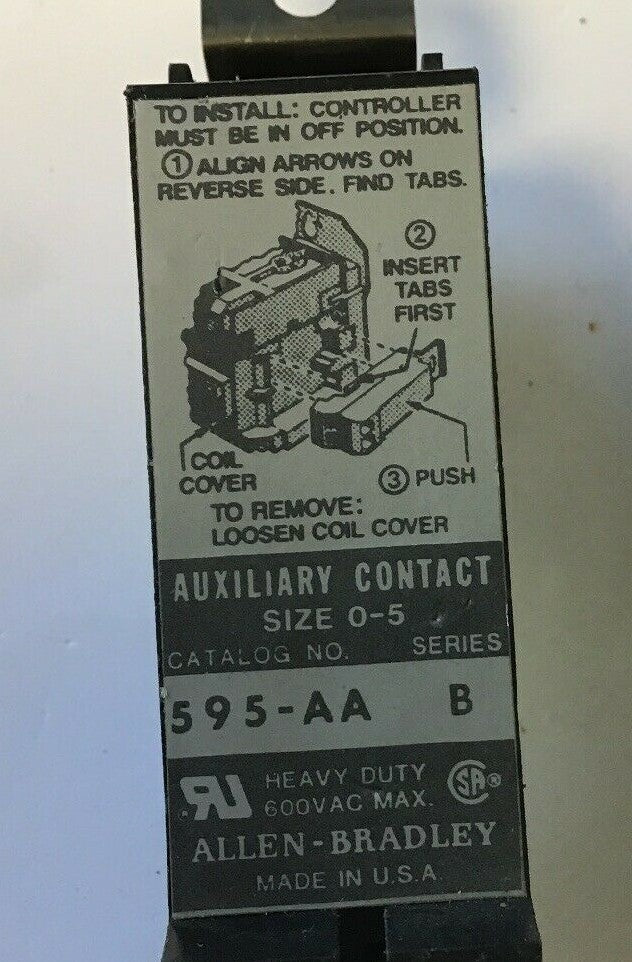 Allen Bradley 595-AA SER.B Auxiliary Contact Size 0-5***LOTOF2***
