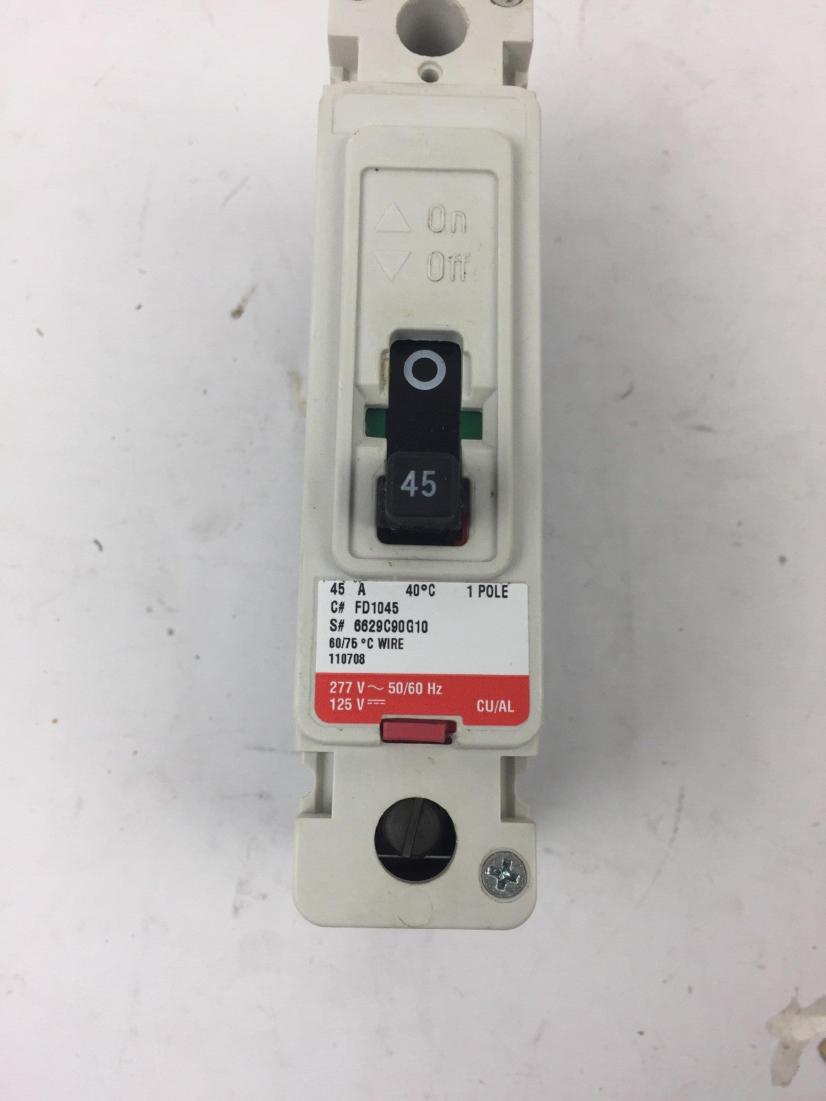 EATON FD1045 SERIES C INDUSTRIAL CIRCUIT BREAKER 45 AMP 277VAC 1 POLE