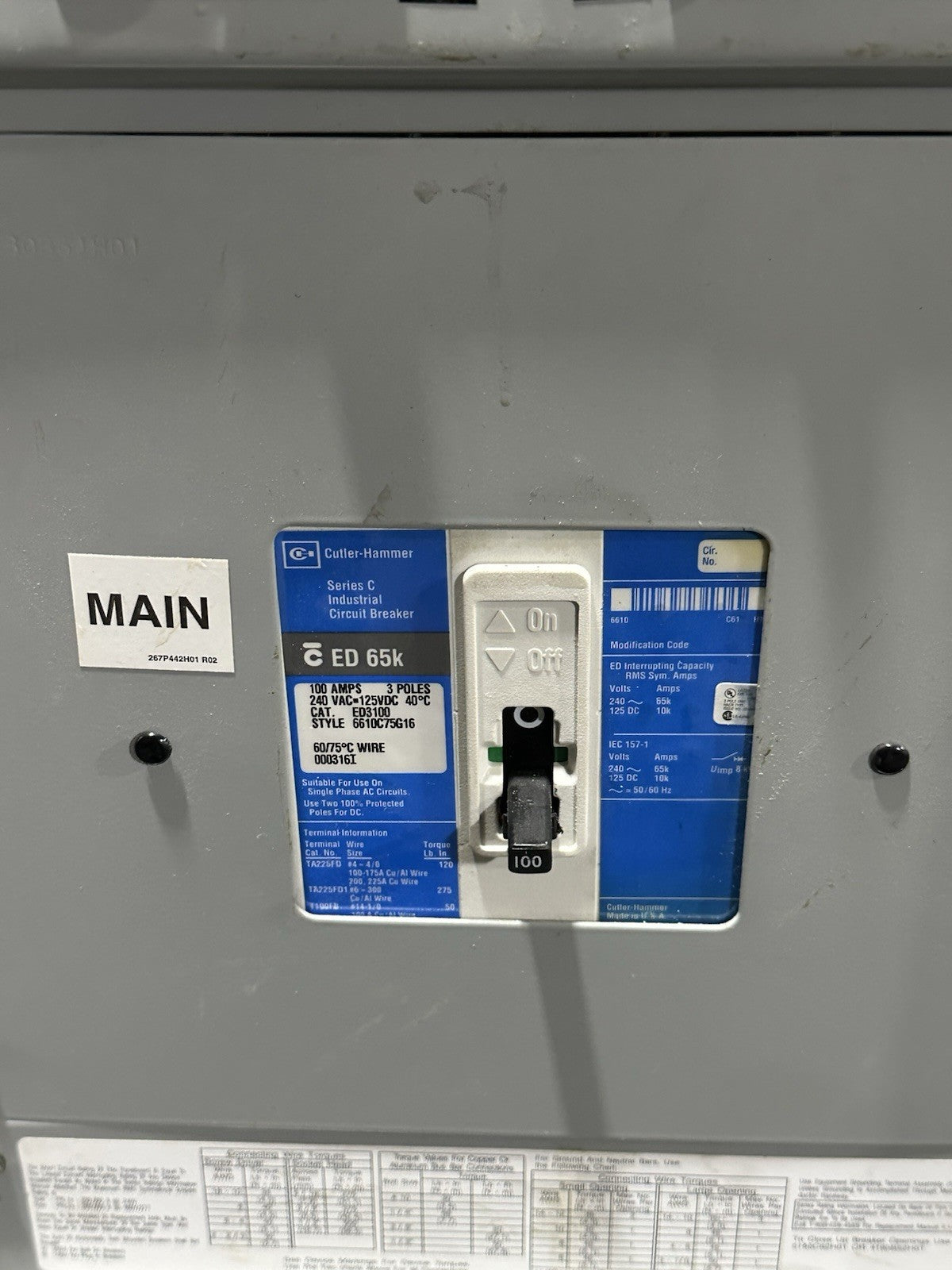 Cutler Hammer PRL1A Panelboard 150AMP 120/208V 3PH 4W 30 Space 100AMP Main