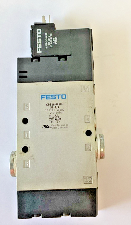 FESTO CPE18-M1H-5L-1/4 SOLENOID VALVE 10BAR W/ MSEB-3-24V SOLENOID COIL 24VDC