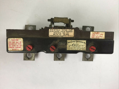 WESTINGHOUSE HLA3150T AB DE-ION TRIP UNIT 150AMP 3POLE MAG TRIP ADJ 750-1500A